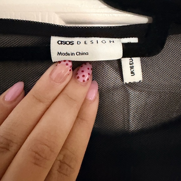 ASOS Black Sheer Long Sleeve Bodysuit - Picture 2 of 3